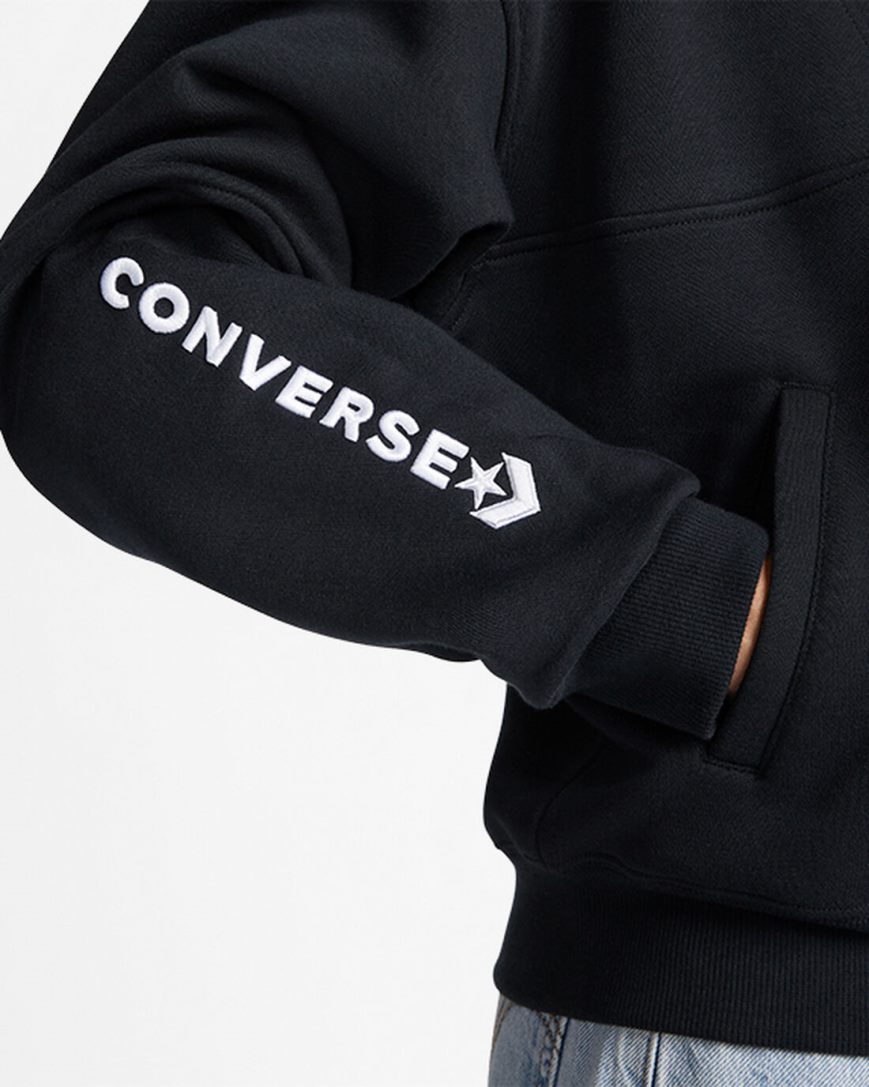 Women's Converse Fleece Half-Zip Pullover Sweatshirts Black | AU 863C4X